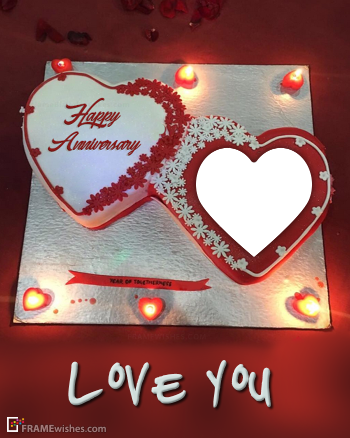 Romantic Anniversary Cake With Photo Frame