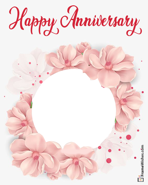 Floral happy Wedding Anniversary Photo Frame Free Online Gift