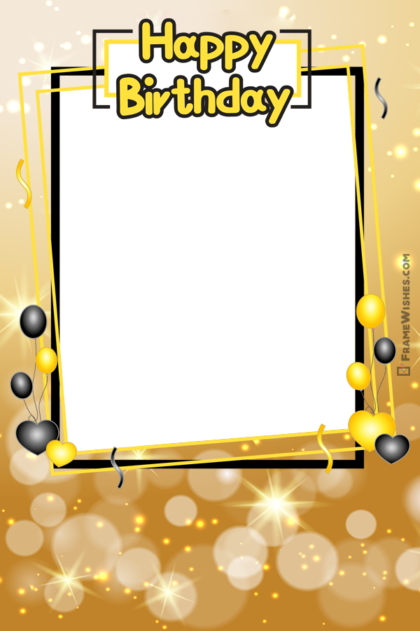 Sparkling Gold Happy Birthday Photo Frame Edit