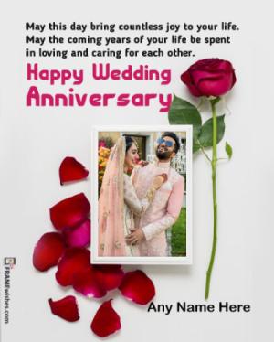 Romantic Love Anniversary Photo Frame With Rose