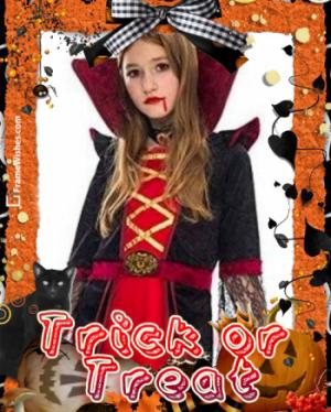Cat and Pumpkins Trick Or Treat Happy Halloween Photo Frame Free Online