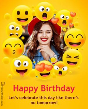 Cute Emoji Birthday Photo Frame For Friends