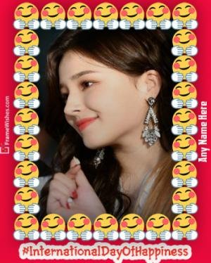 Cute International day Of Happiness Photo Frame Free Edit Online