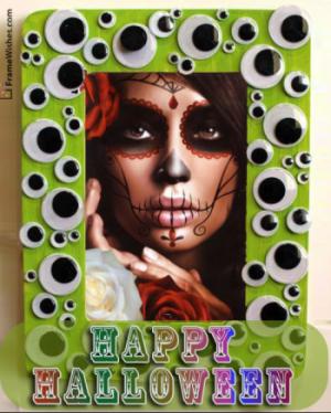 Egg Shell Eye Happy Halloween Greetings photo Frame for Relatives