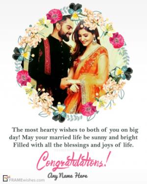 Beautiful Flowers Wedding Frame Wishes With Photo