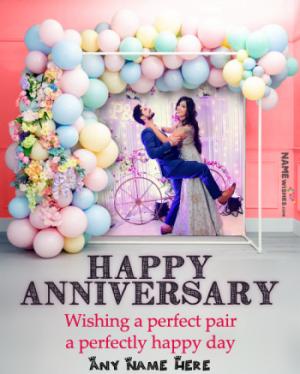 Happy Anniversary Frame Ballons Backdrop Full Photo Free Online with Wish