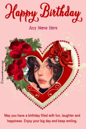 Happy Birthday Wish With Name and Photo Frame For Lover