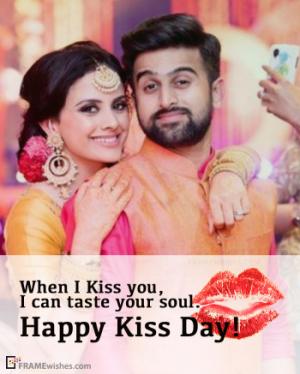 Happy Kiss Day Photo Frame With Wish