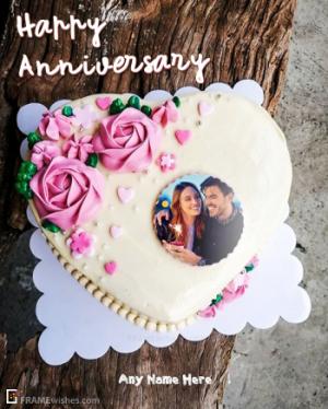 Heart Anniversary Cake With Photo