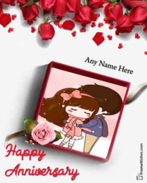 Lovely Roses Happy Wedding Anniversary Photo Frame For Friends