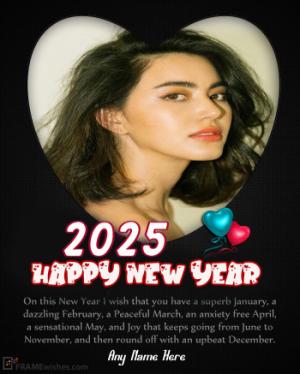 Heart Shape New Year Photo Frame Wishes