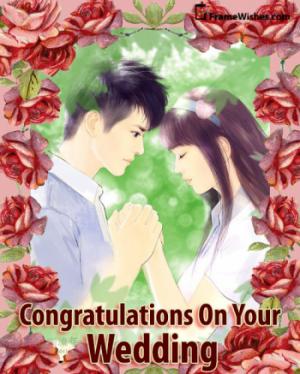 Pink and White Rose Flowers Happy Wedding Photo Frame For Relatives and Friends