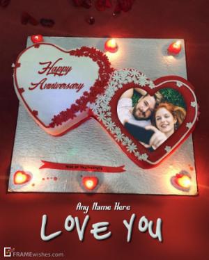 Romantic Anniversary Cake With Photo Frame