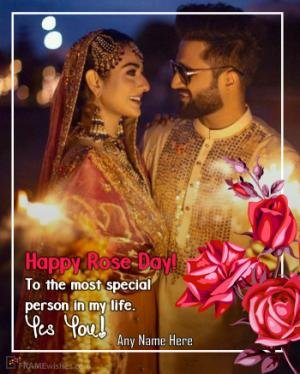 Romantic Happy Rose Day Photo Frame With Wish