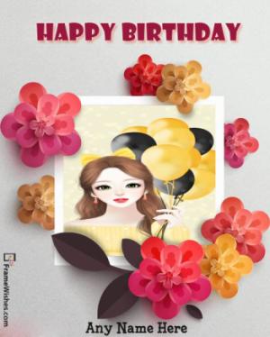 Rose Flowers Happy Birthday Floral Photo Frame Best For Friends or Wife