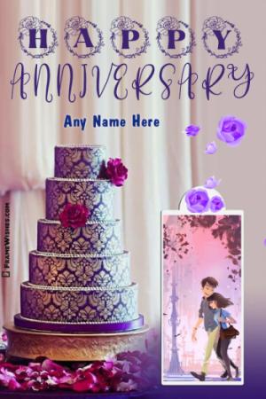 3 Tier Happy Marriage Anniversary Cake With Name and Photo