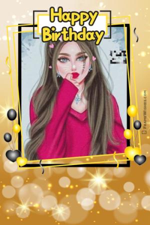 Sparkling Gold Happy Birthday Photo Frame Edit