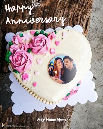 Heart Anniversary Cake With Photo