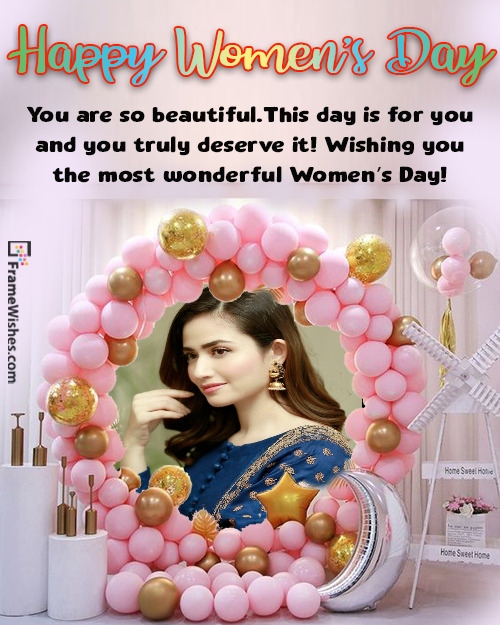 Balloons Backdrop Happy Women's Day Photo Frame Free Online