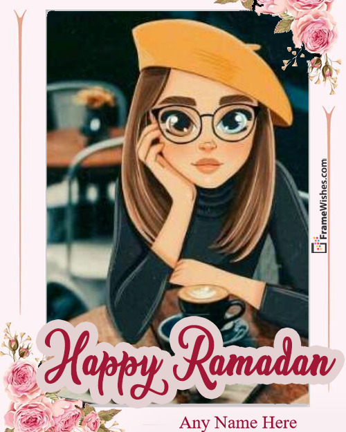 Beautiful Flowers Happy Ramadan Photo Frame Free Online For Friends and Family