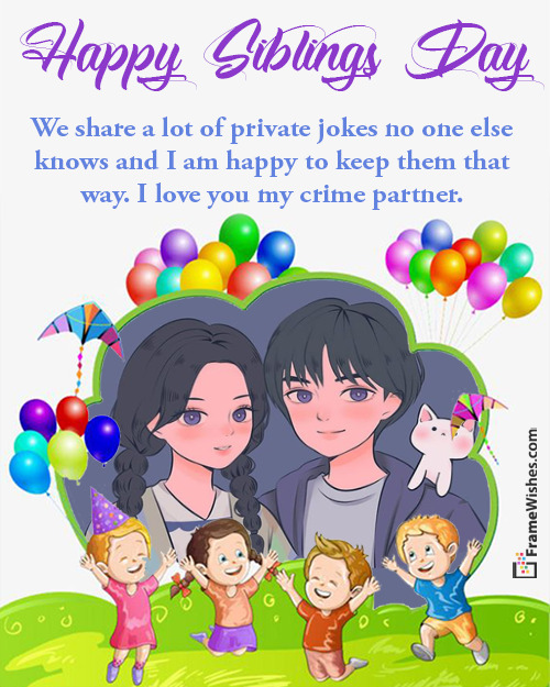 Colorful Happy Siblings Day Photo Frame Free Online Edit