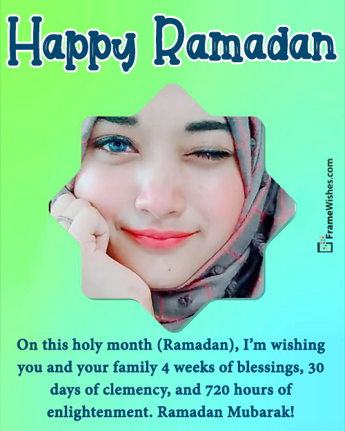 Cute Happy Ramadan Mubarak Photo Frame For Friends and Family