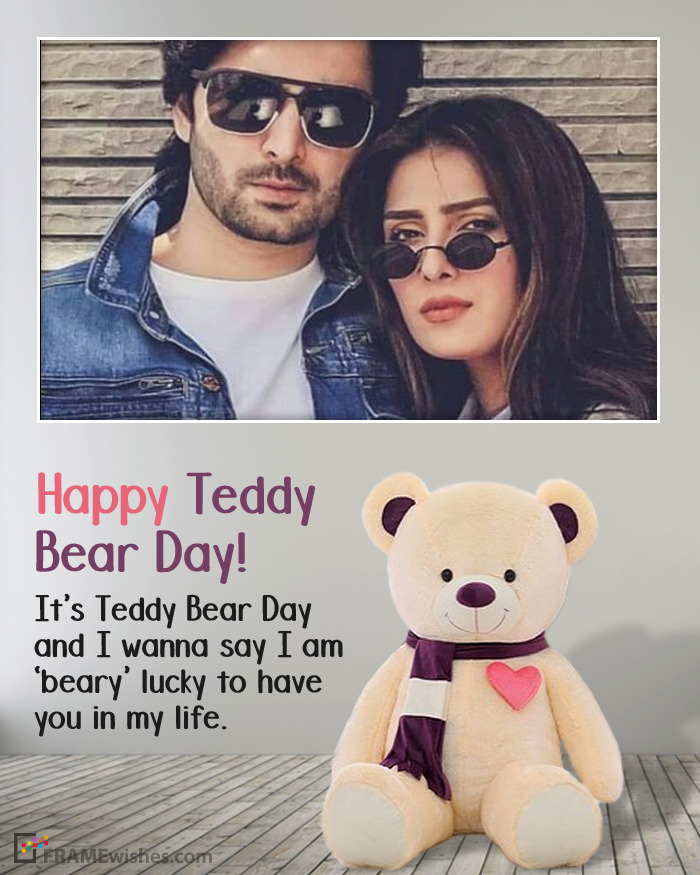 Cute Happy Teddy Day Photo Frame Wish