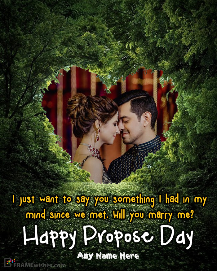 Green Heart Propose Day Photo Frame