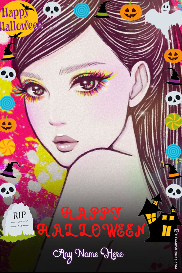 Happy Halloween Photo Frame With Name Editor Online
