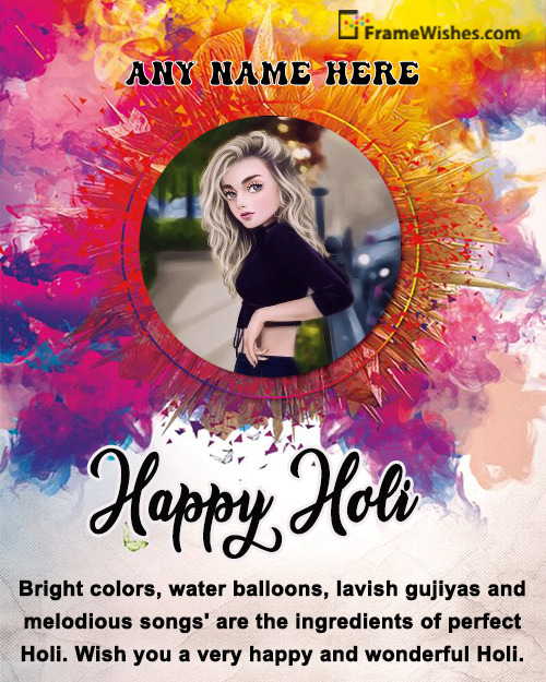 Happy Holi Festival Of Colors Photo Frame Online Edit