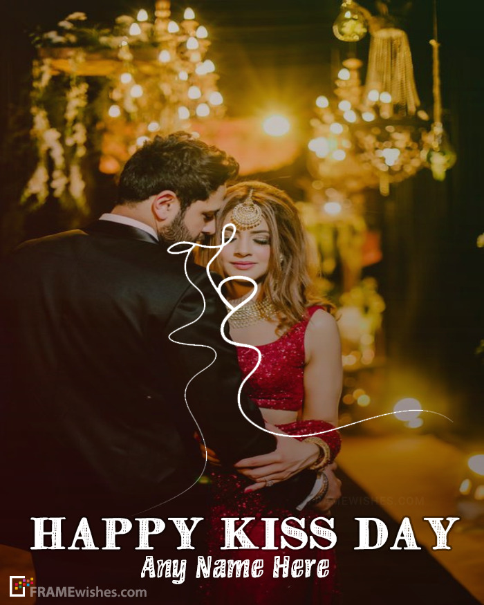 Happy Kiss Day Photo Frame For Lovers