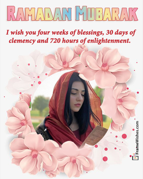 Happy Ramadan Kareem Floral Photo Frame Wish Free Edit Online