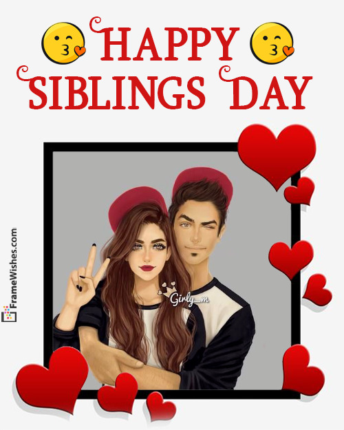 Happy siblings Day Heart Photo Frame Free Online Gift