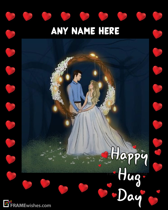 Romantic Hug Day Photo Frame For Couples
